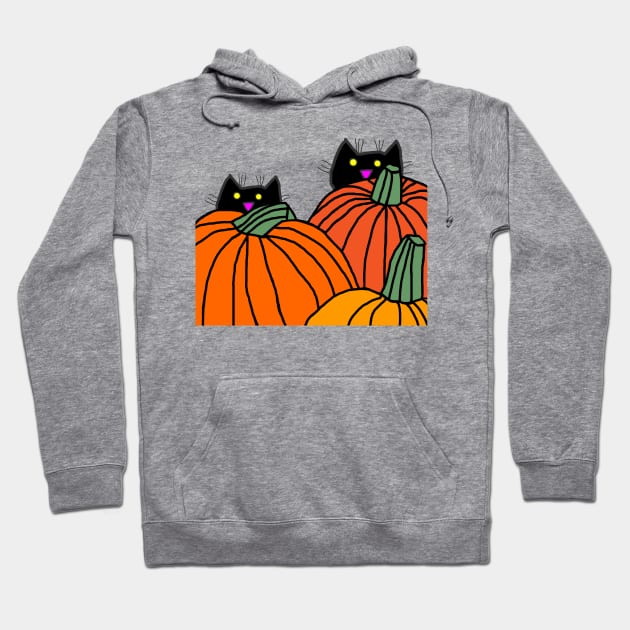 Two Cats in the Pumpkin Patch Hoodie by ellenhenryart